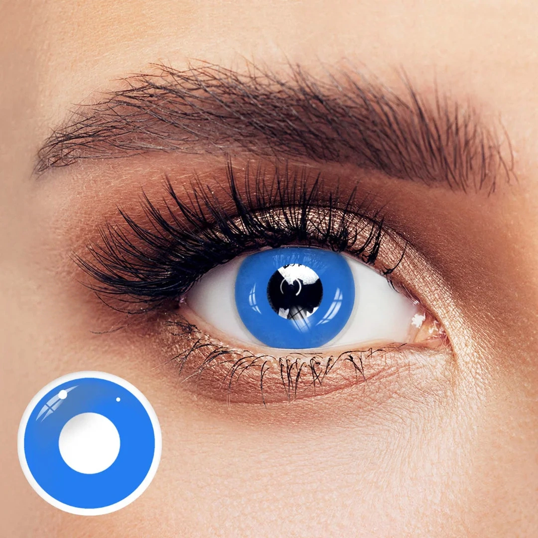 Uniieye Deep Blue Block Halloween Cosplay Colored Contact Lenses