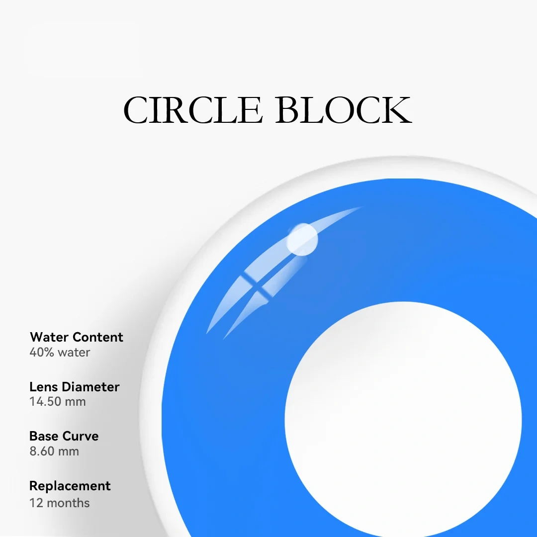 Uniieye Deep Blue Block Halloween Cosplay Colored Contact Lenses