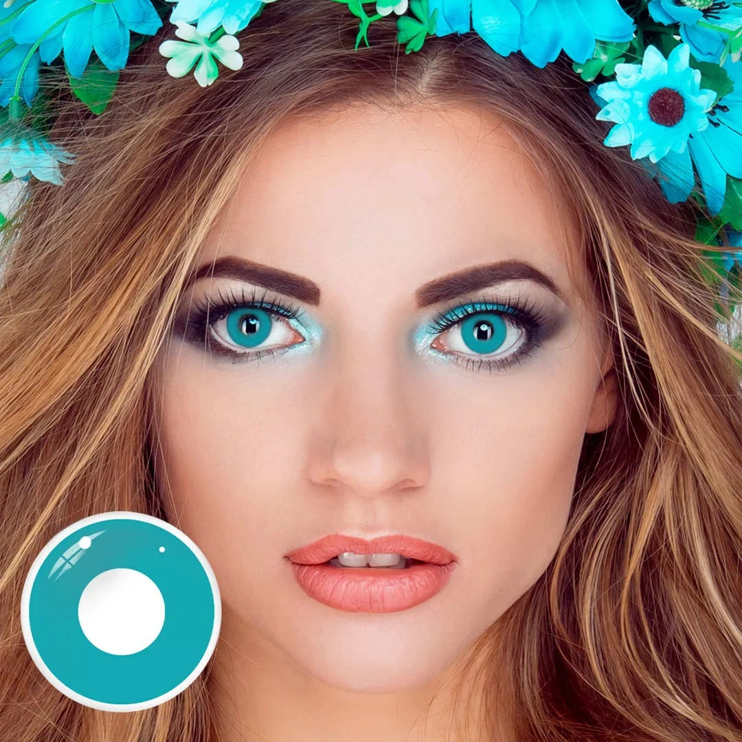 Uniieye Blue Green Block Halloween Cosplay Colored Contact Lenses | 1 Year
