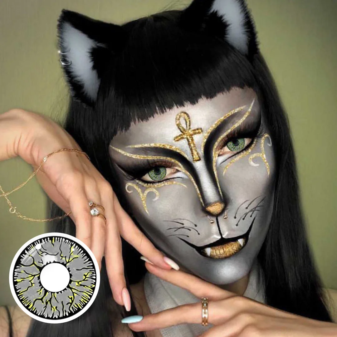 Uniieye Grey Crack Halloween Cosplay Colored Contact Lenses | 1 Year