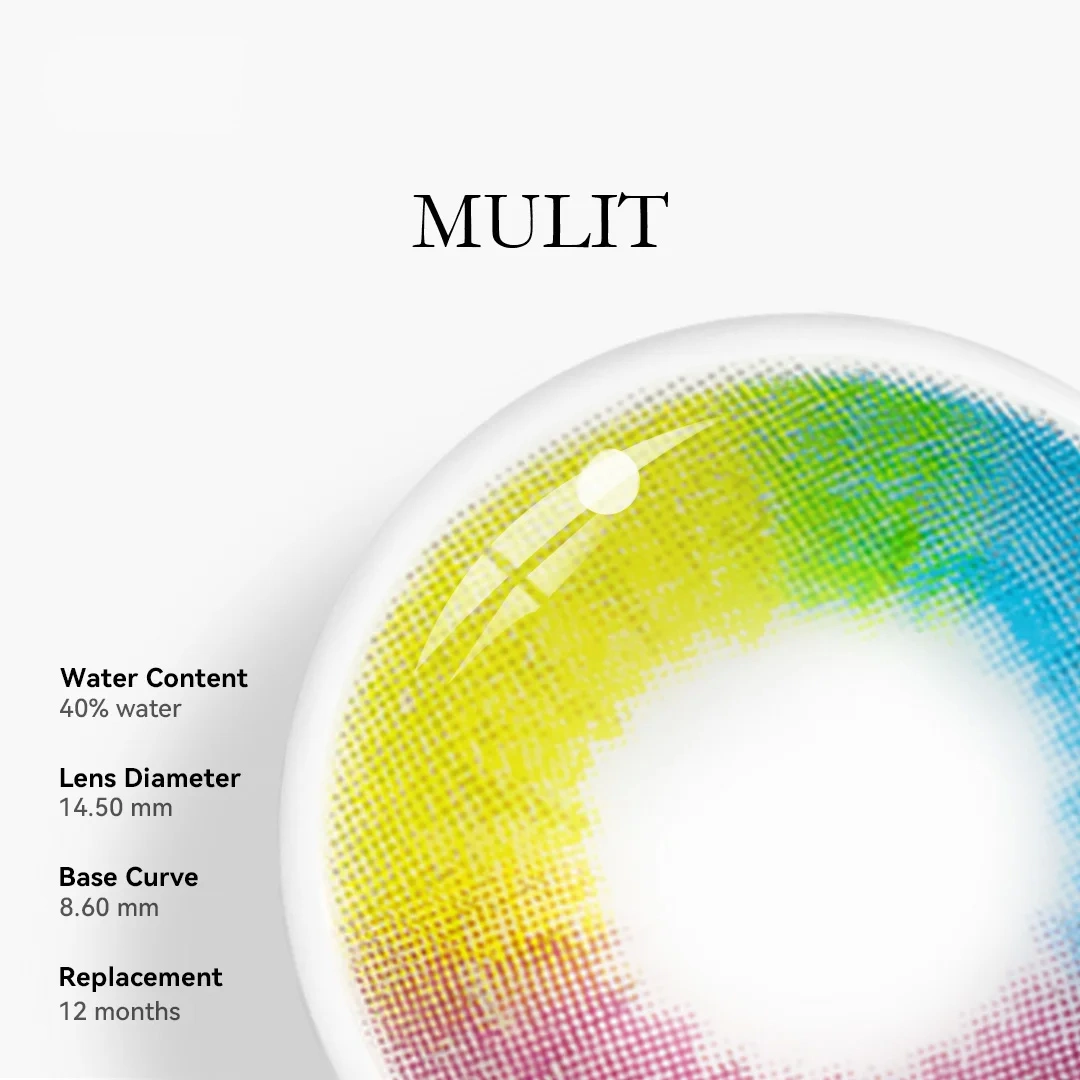 Uniieye Mulit Rainbow Halloween Cosplay Colored Contact Lenses | 1 Year