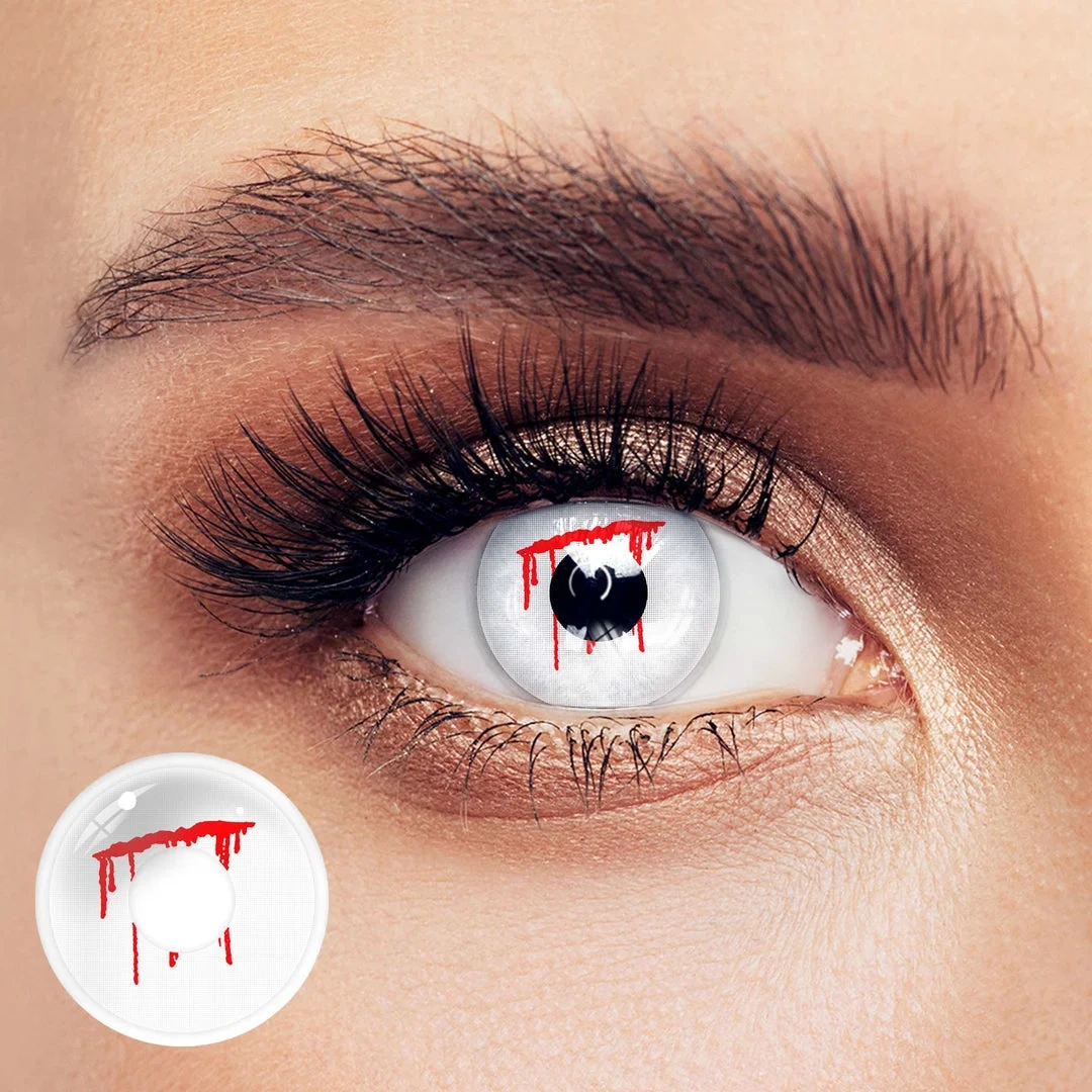 Uniieye White Slit Halloween Cosplay Colored Contact Lenses | 1 Year