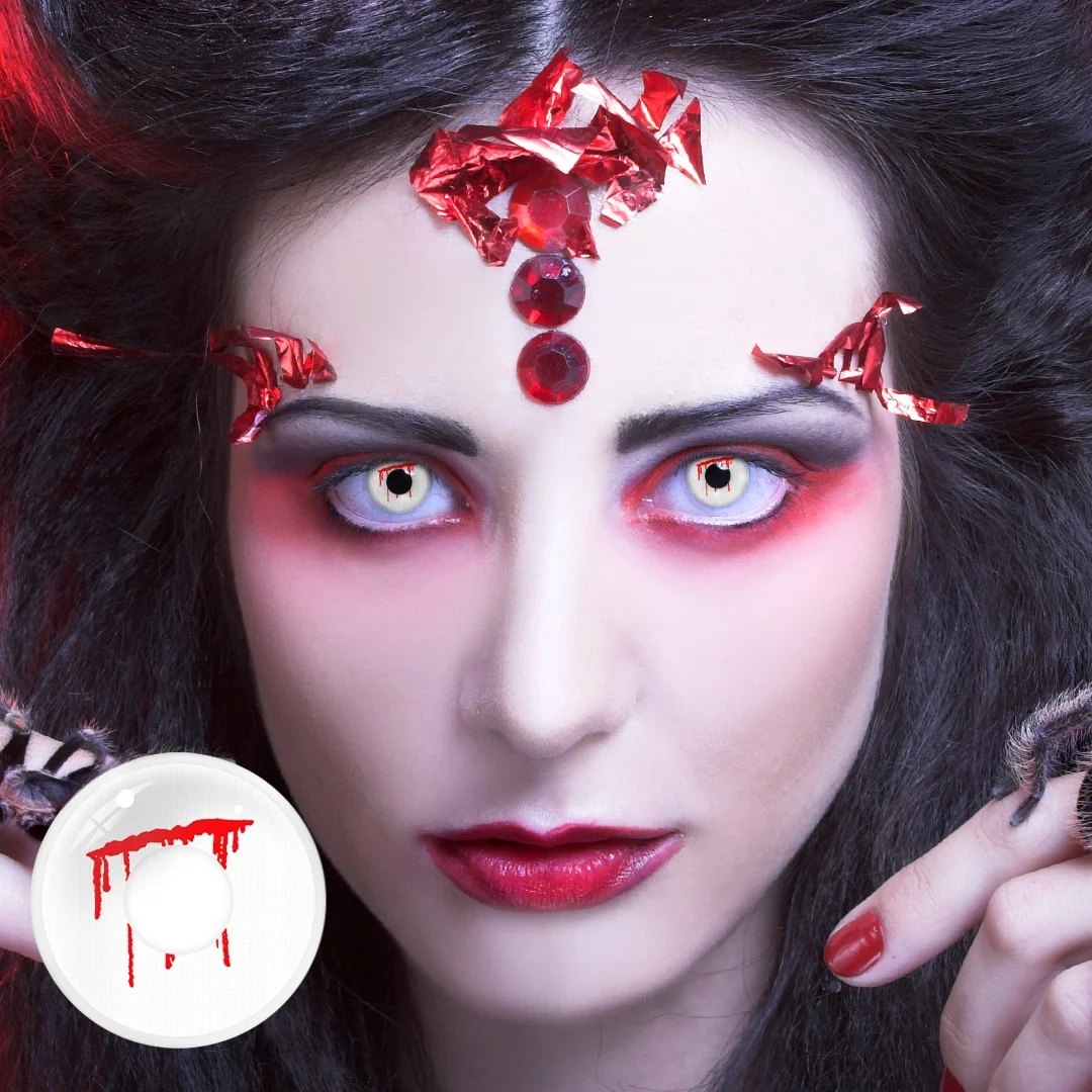 Uniieye White Slit Halloween Cosplay Colored Contact Lenses | 1 Year