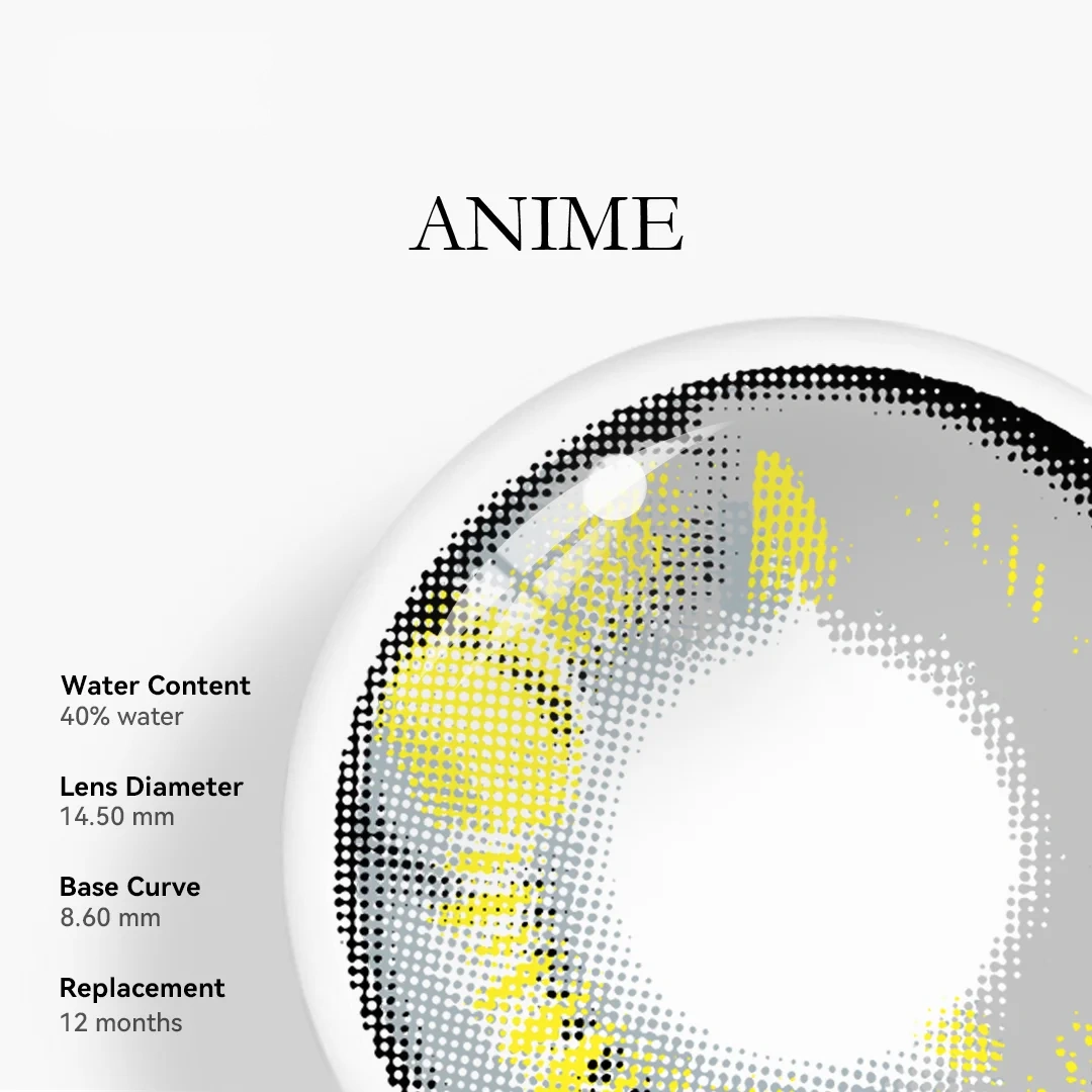 Uniieye Anime Grey Halloween Cosplay Colored Contact Lenses | 1 Year