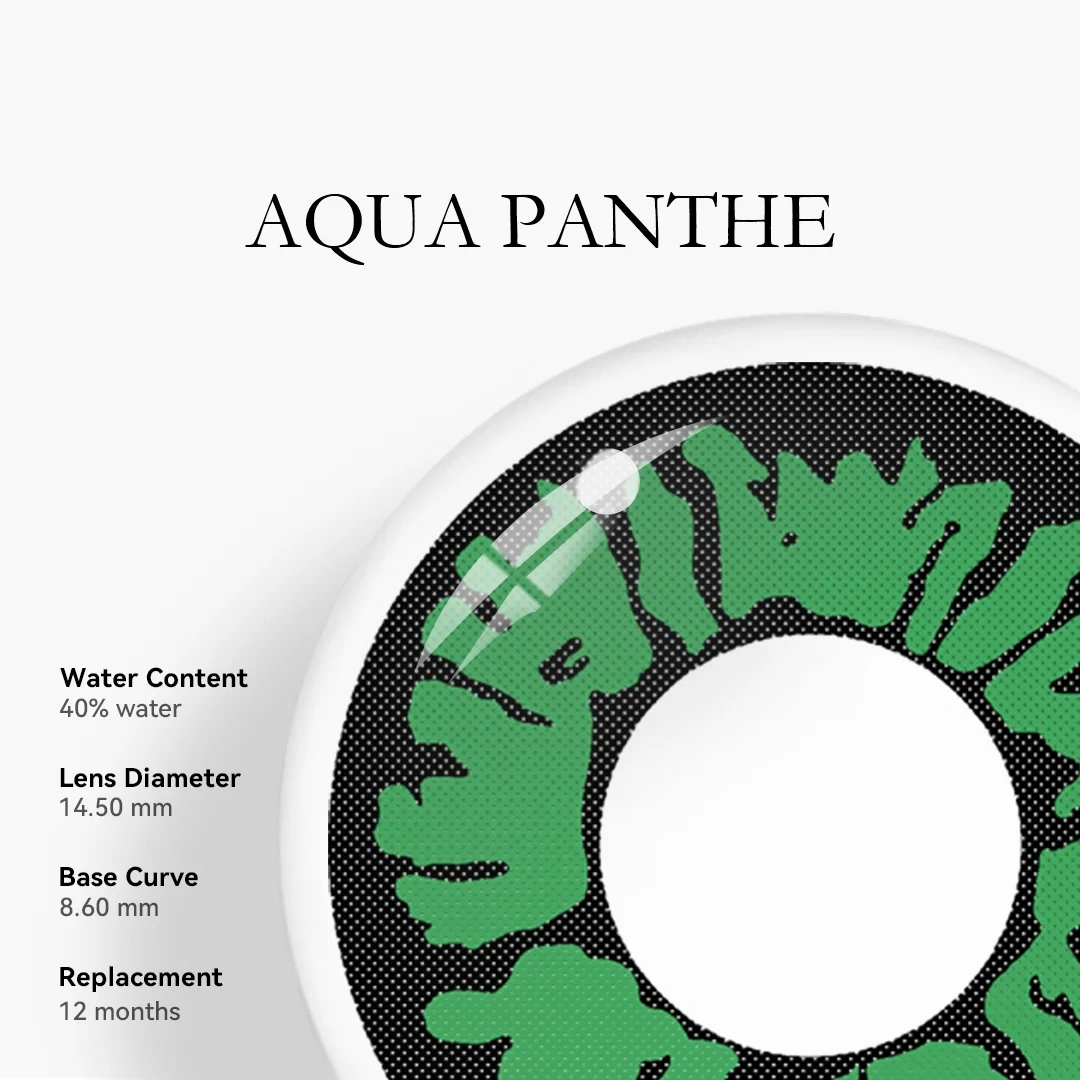 Uniieye Aqua Panthe Green Halloween Cosplay Colored Contact Lenses | 1 Year