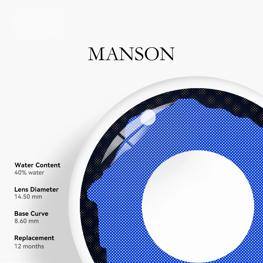 Uniieye Manson Blue Halloween Cosplay Colored Contact Lenses | 1 Year