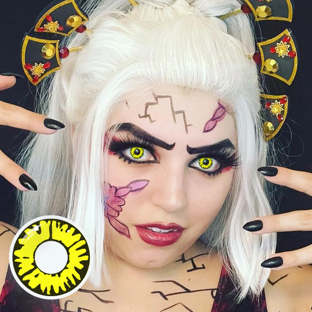 Uniieye New Moon Yellow Halloween Cosplay Colored Contact Lenses | 1 Year