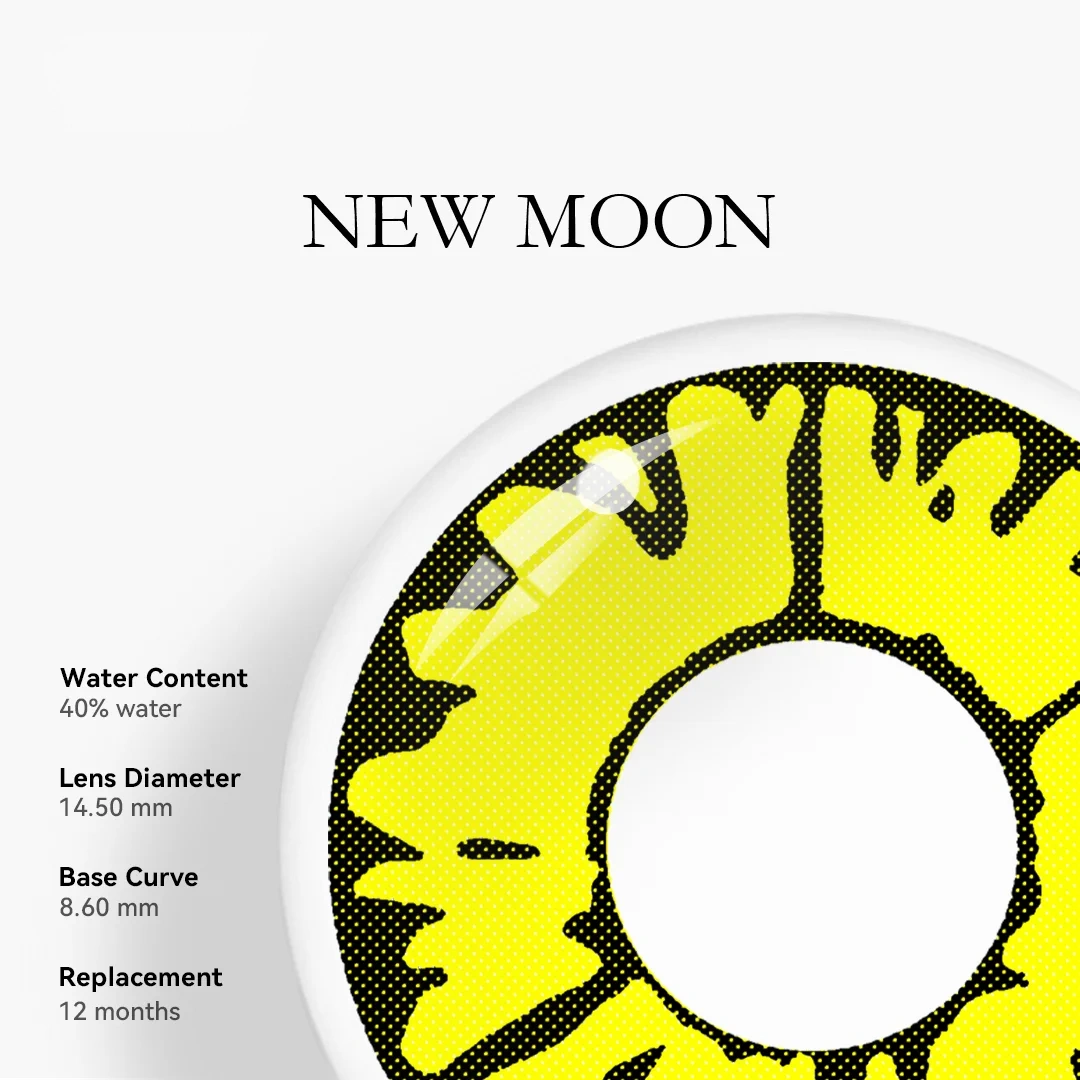 Uniieye New Moon Yellow Halloween Cosplay Colored Contact Lenses | 1 Year