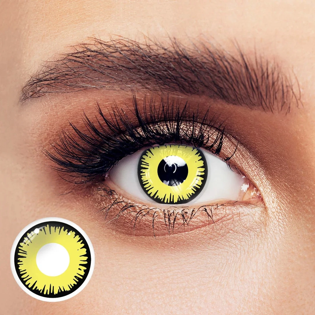 Uniieye Solar Eclipse Yellow Halloween Cosplay Colored Contact Lenses | 1 Year