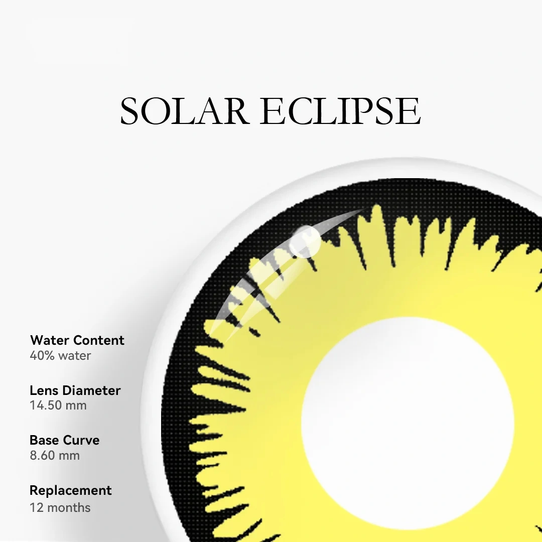 Uniieye Solar Eclipse Yellow Halloween Cosplay Colored Contact Lenses | 1 Year