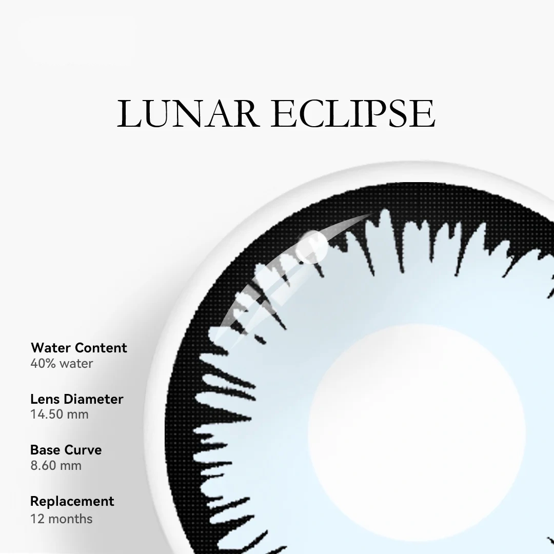 Uniieye Lunar Eclipse Blue Halloween Cosplay Colored Contact Lenses | 1 Year