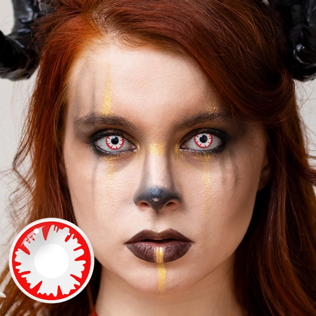 Uniieye Demon White Halloween Cosplay Colored Contact Lenses | 1 Year