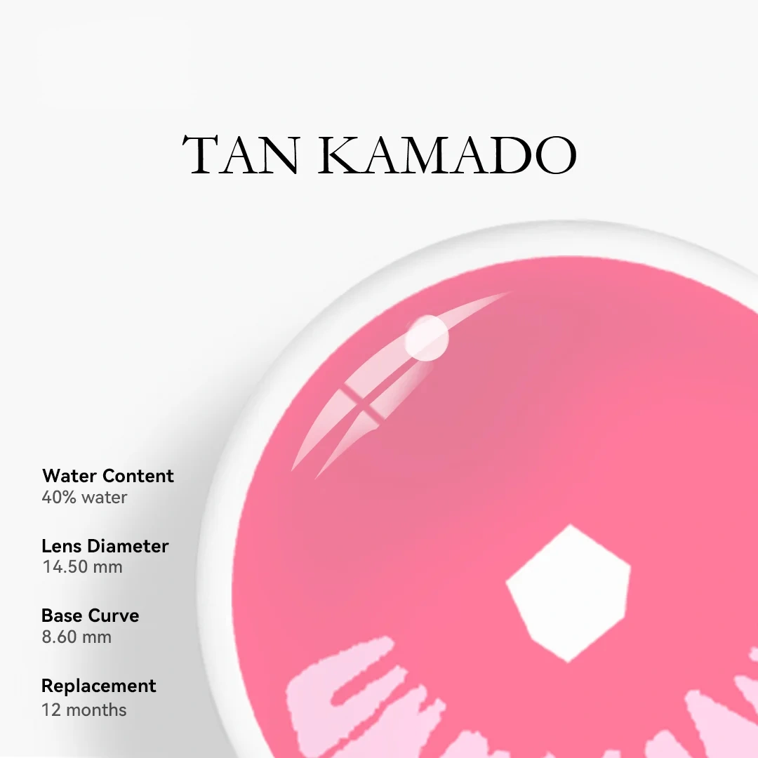 Uniieye Tan Kamado Pink Halloween Cosplay Colored Contact Lenses | 1 Year