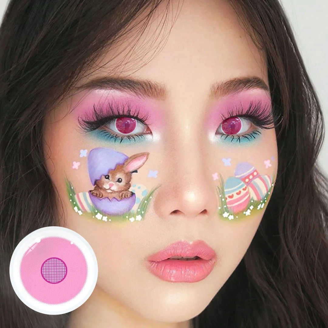 Uniieye Rose Pink Halloween Cosplay Colored Contact Lenses | 1 Year