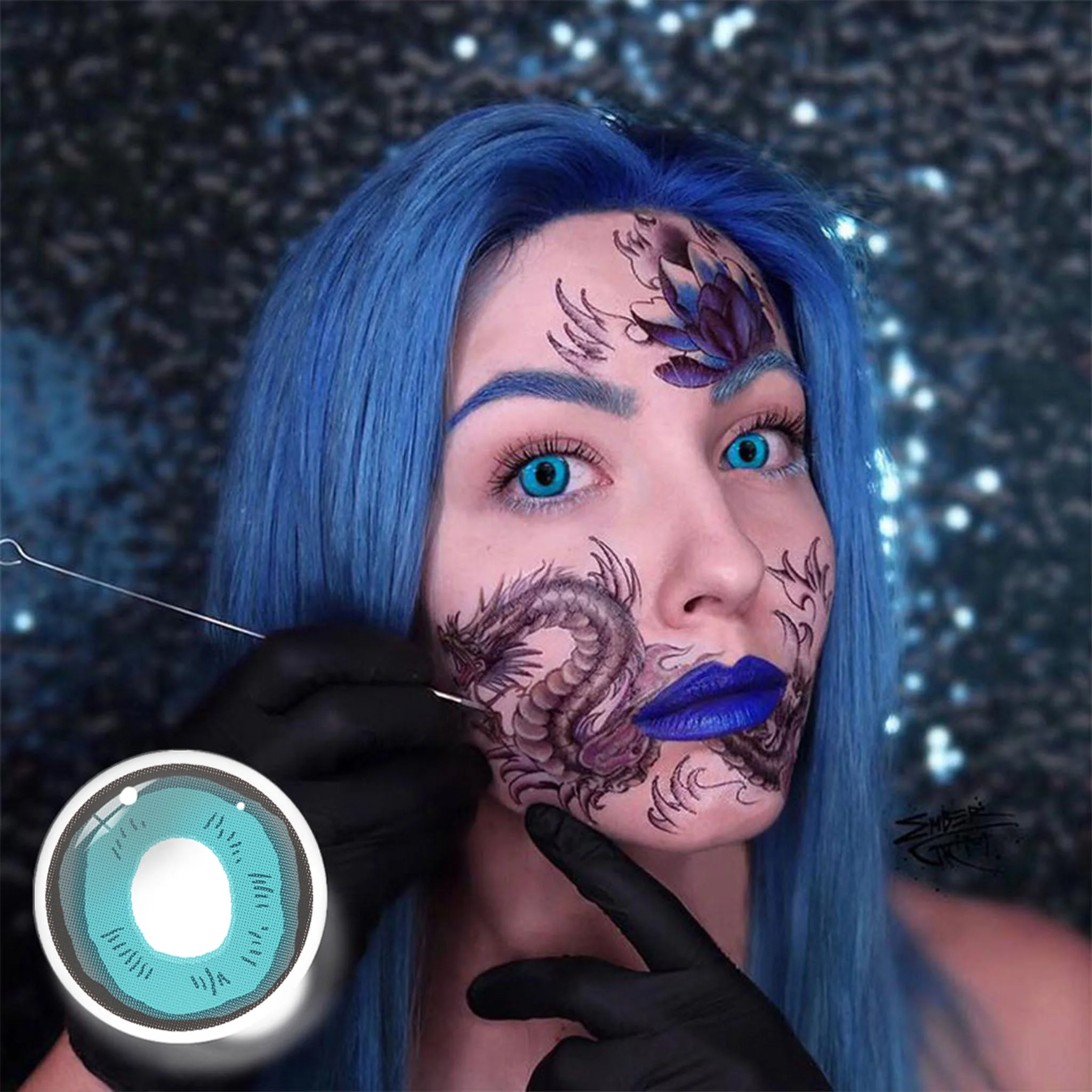 Uniieye Mcdull Blue Halloween Cosplay Colored Contact Lenses | 1 Year