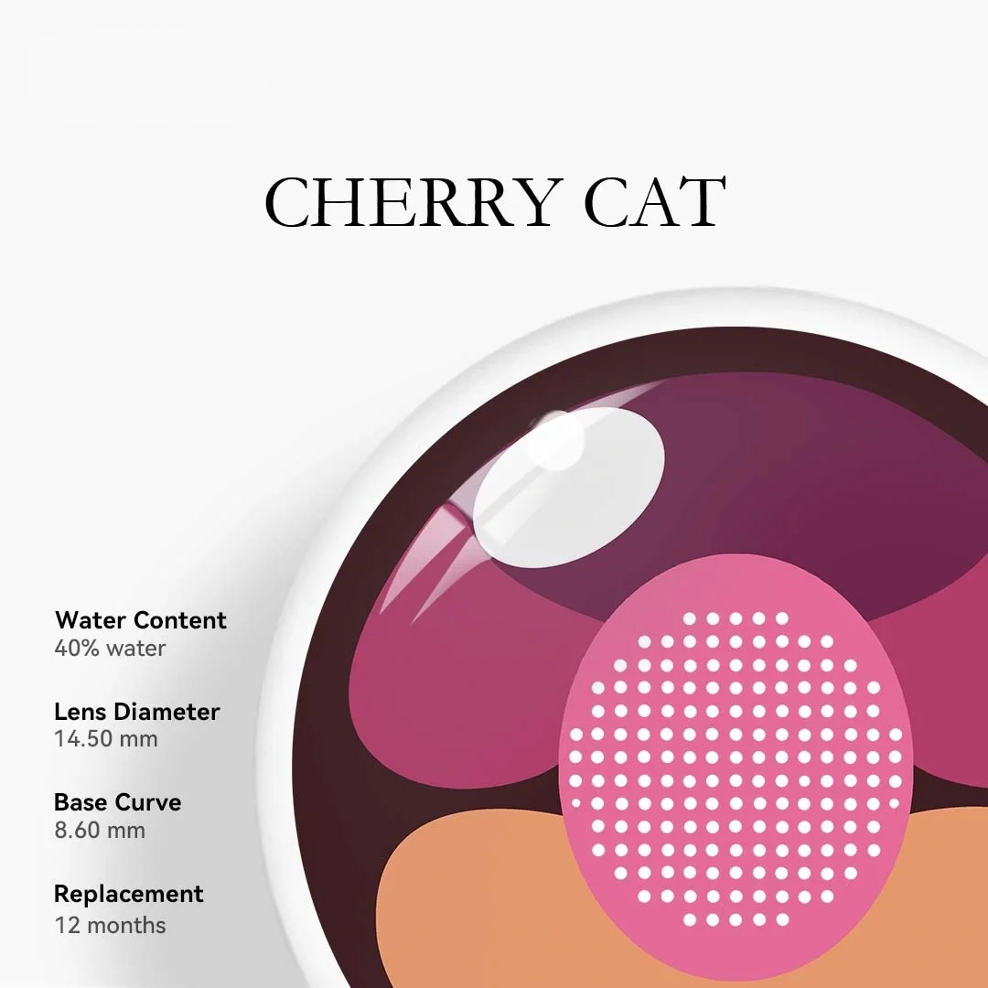 Uniieye Cherry Cat Halloween Cosplay Colored Contact Lenses | 1 Year