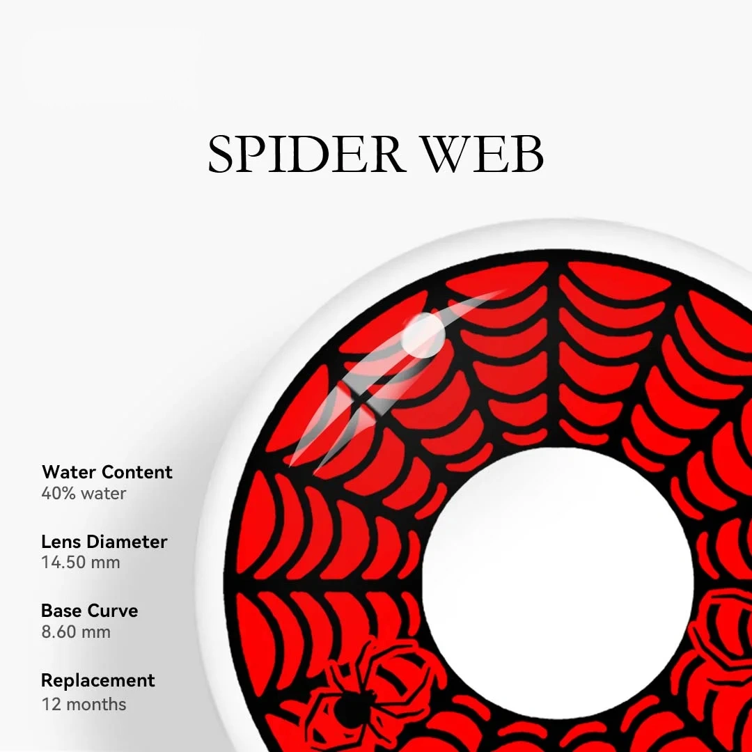 Uniieye Spider Web Black Halloween Cosplay Colored Contact Lenses | 1 Year