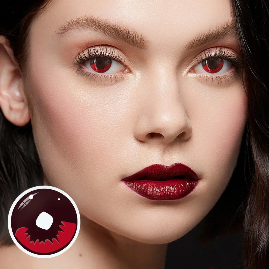 Uniieye Kamado Tanjirou Red Halloween Cosplay Colored Contact Lenses | 1 Year