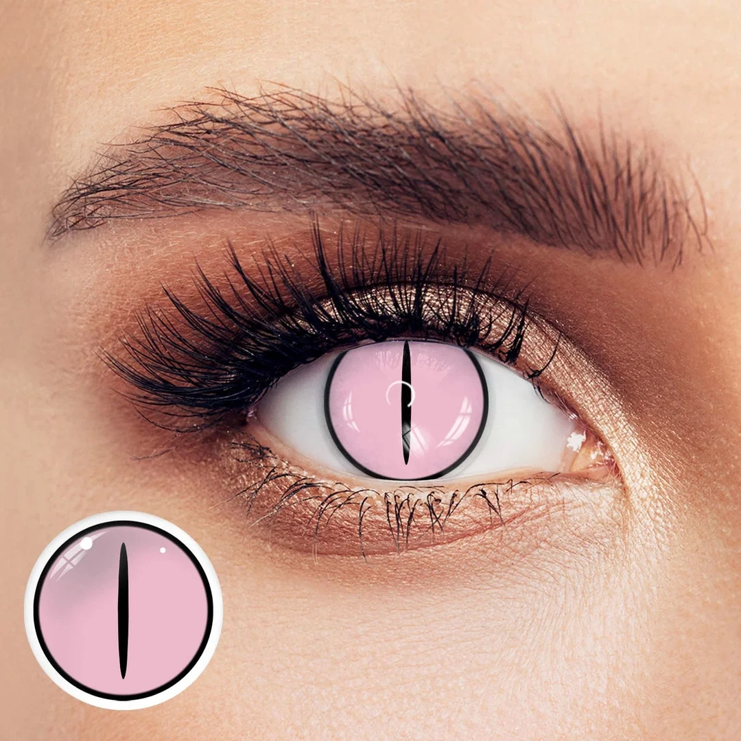Uniieye Kamado Nezuko Pink Halloween Cosplay Colored Contact Lenses | 1 Year