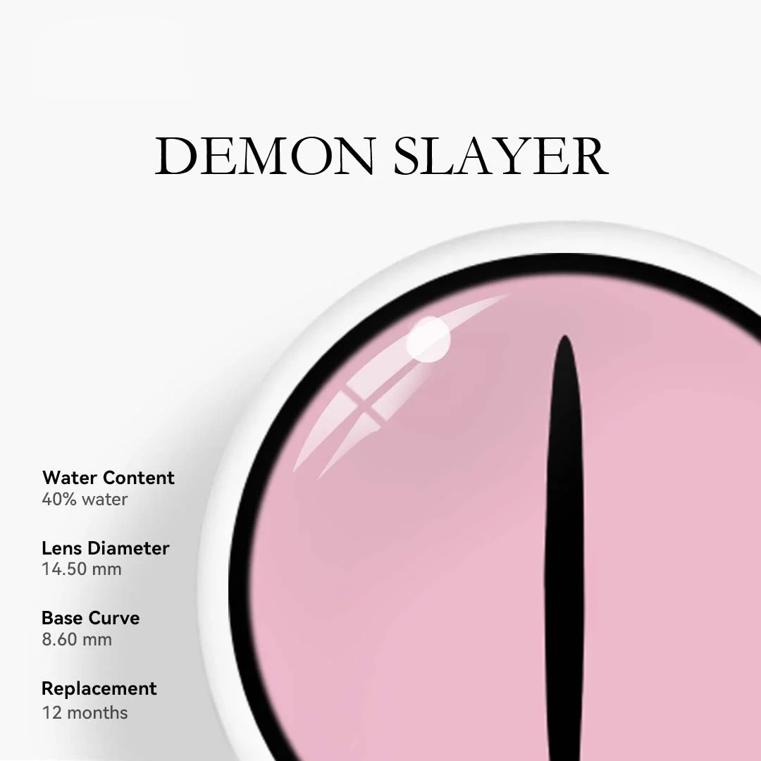 Uniieye Kamado Nezuko Pink Halloween Cosplay Colored Contact Lenses | 1 Year
