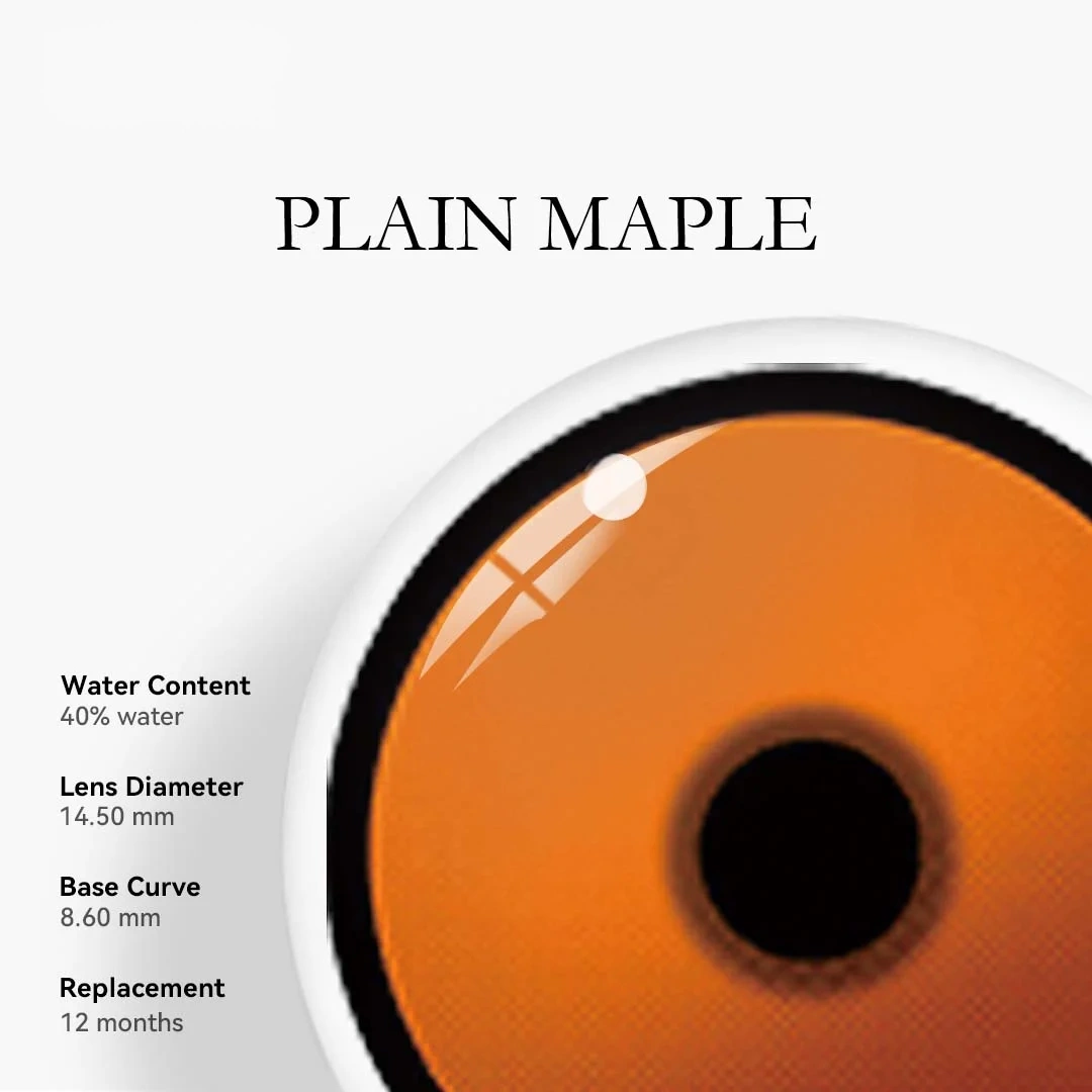 Uniieye Plain Maple Orange Halloween Cosplay Colored Contact Lenses | 1 Year