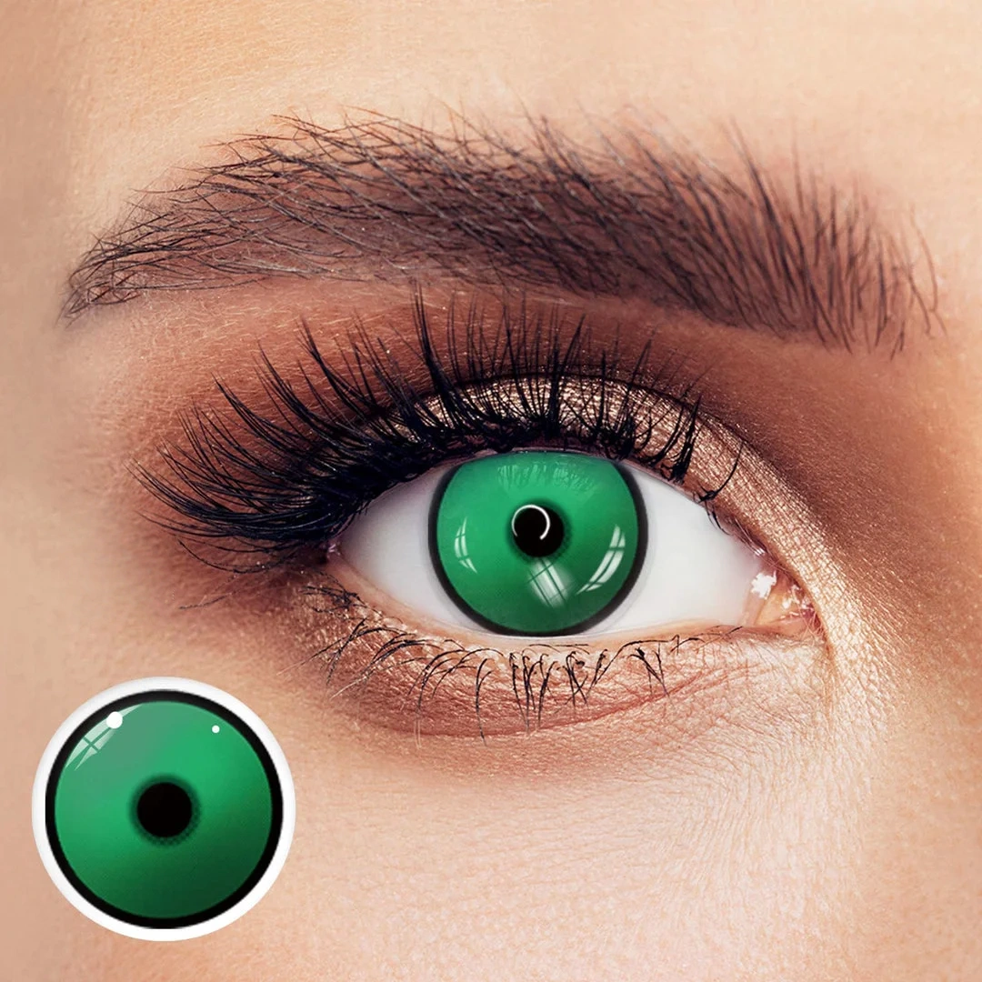 Uniieye Plain Forest Green Halloween Cosplay Colored Contact Lenses | 1 Year