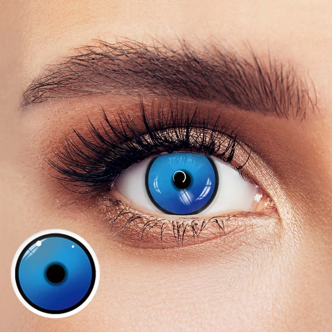 Uniieye Plain Lake Blue Halloween Cosplay Colored Contact Lenses | 1 Year