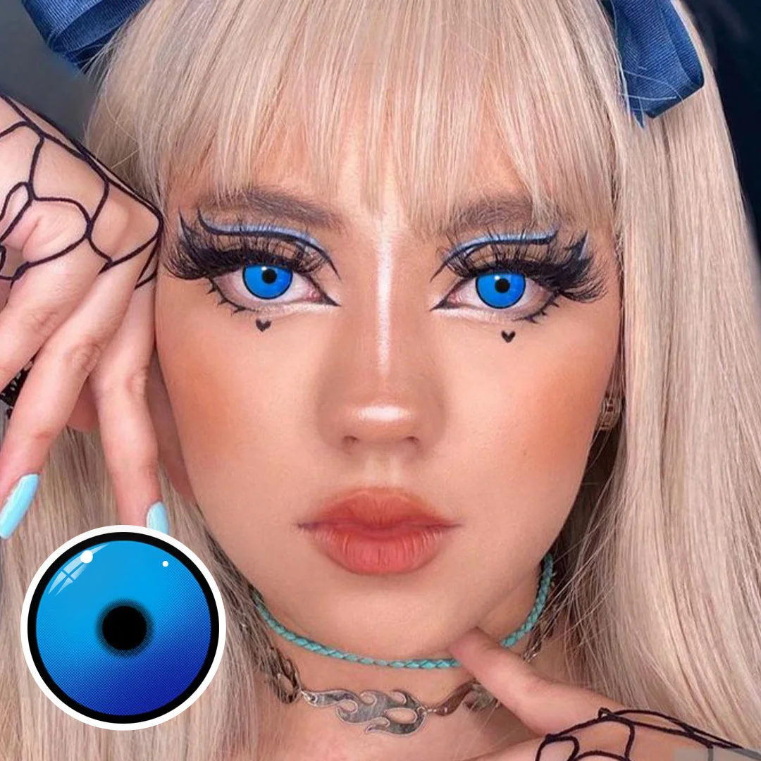 Uniieye Plain Lake Blue Halloween Cosplay Colored Contact Lenses | 1 Year