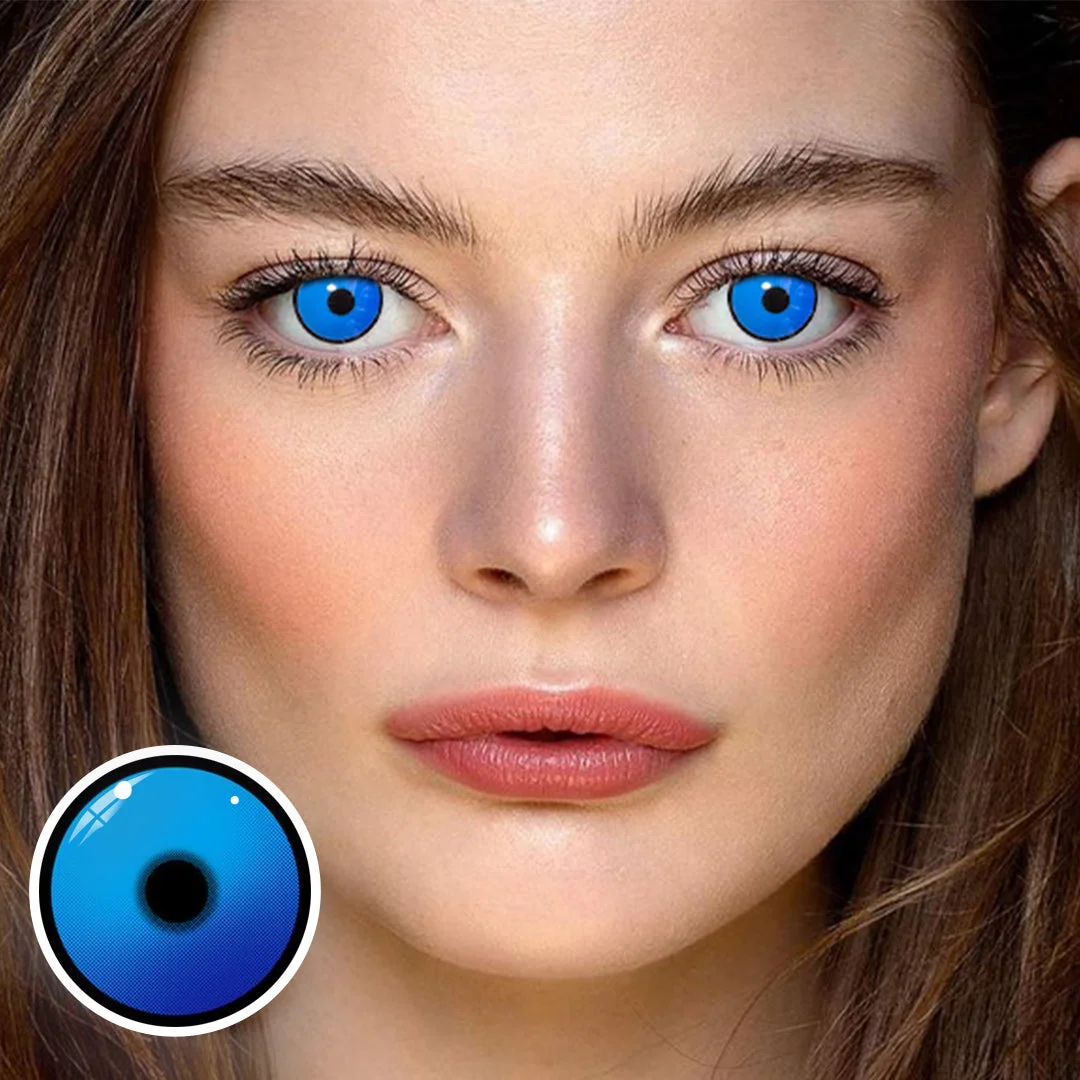 Uniieye Plain Lake Blue Halloween Cosplay Colored Contact Lenses | 1 Year