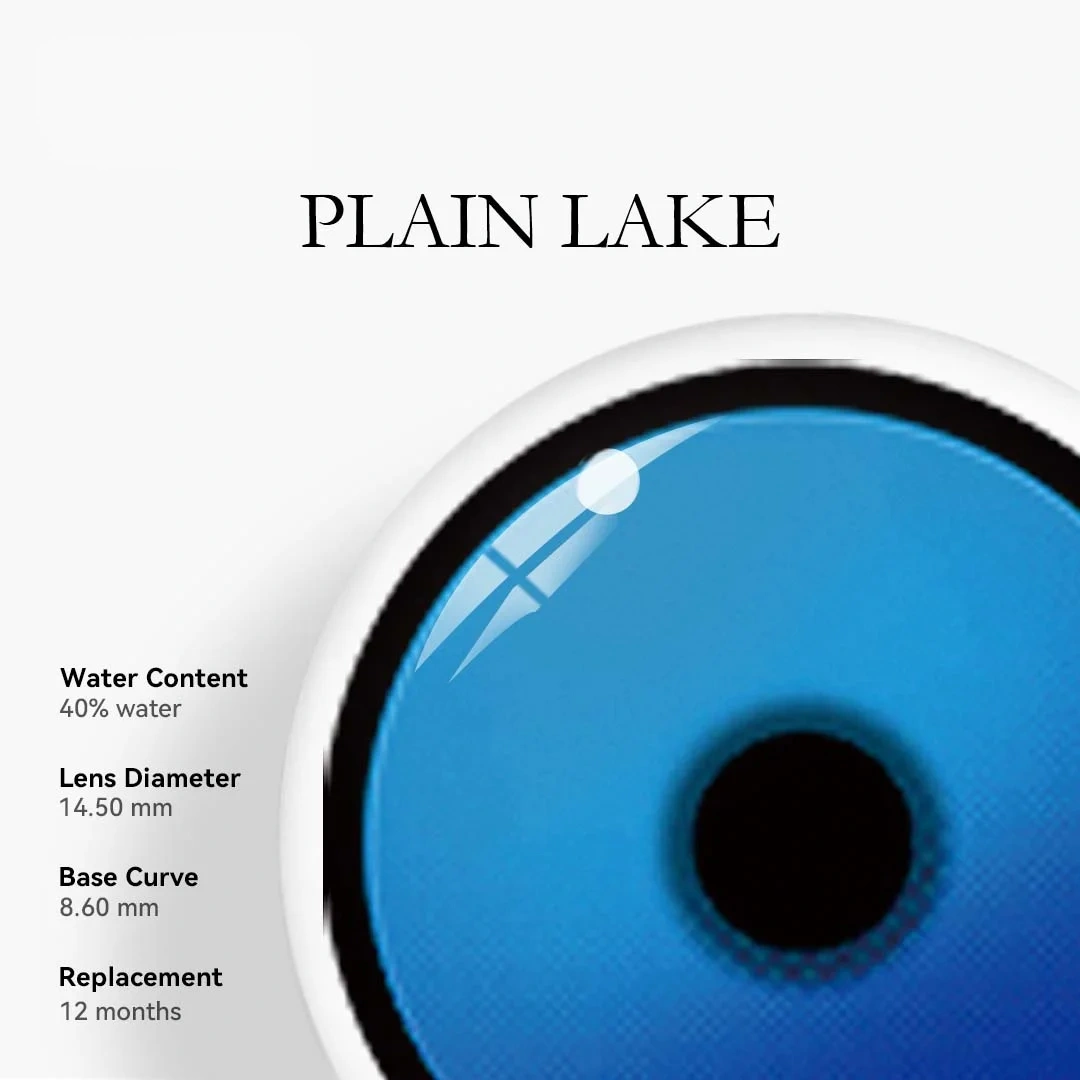 Uniieye Plain Lake Blue Halloween Cosplay Colored Contact Lenses | 1 Year