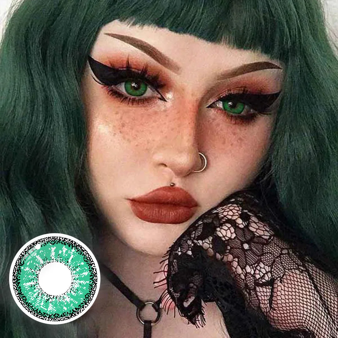 Uniieye Vika Snow Green Halloween Cosplay Colored Contact Lenses | 1 Year