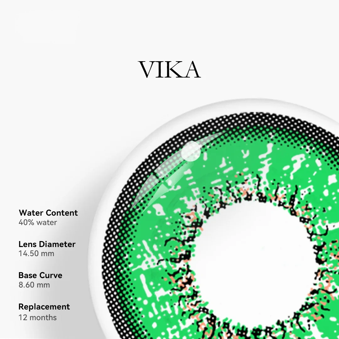 Uniieye Vika Snow Green Halloween Cosplay Colored Contact Lenses | 1 Year