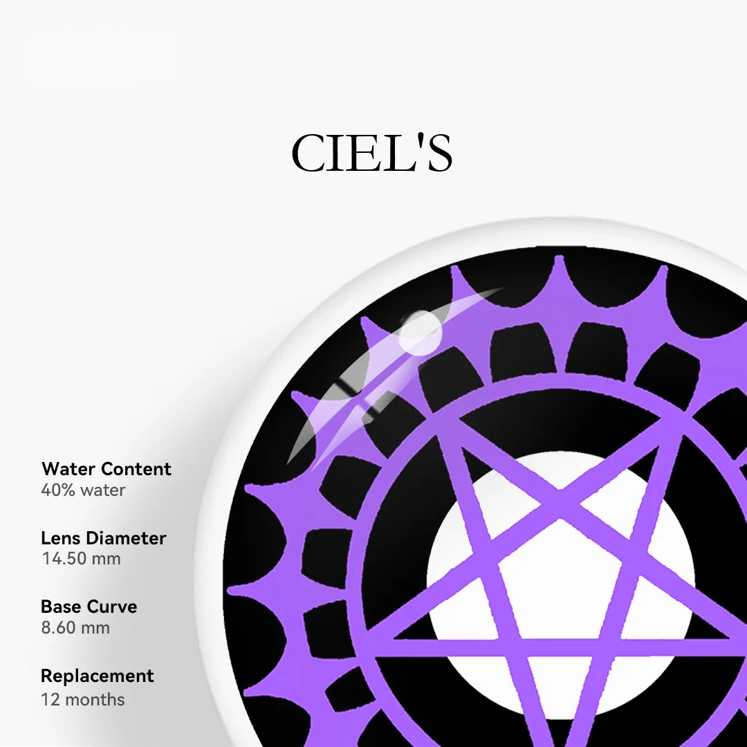 Uniieye Ciel's Purple Prescription Halloween Cosplay Colored Contact Lenses | 1 Year