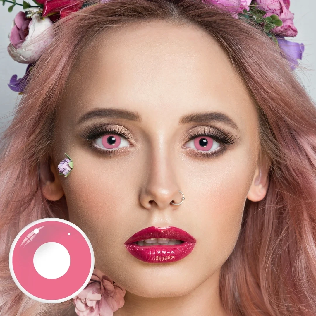 Uniieye Pink Block Halloween Cosplay Colored Contact Lenses | 1 Year