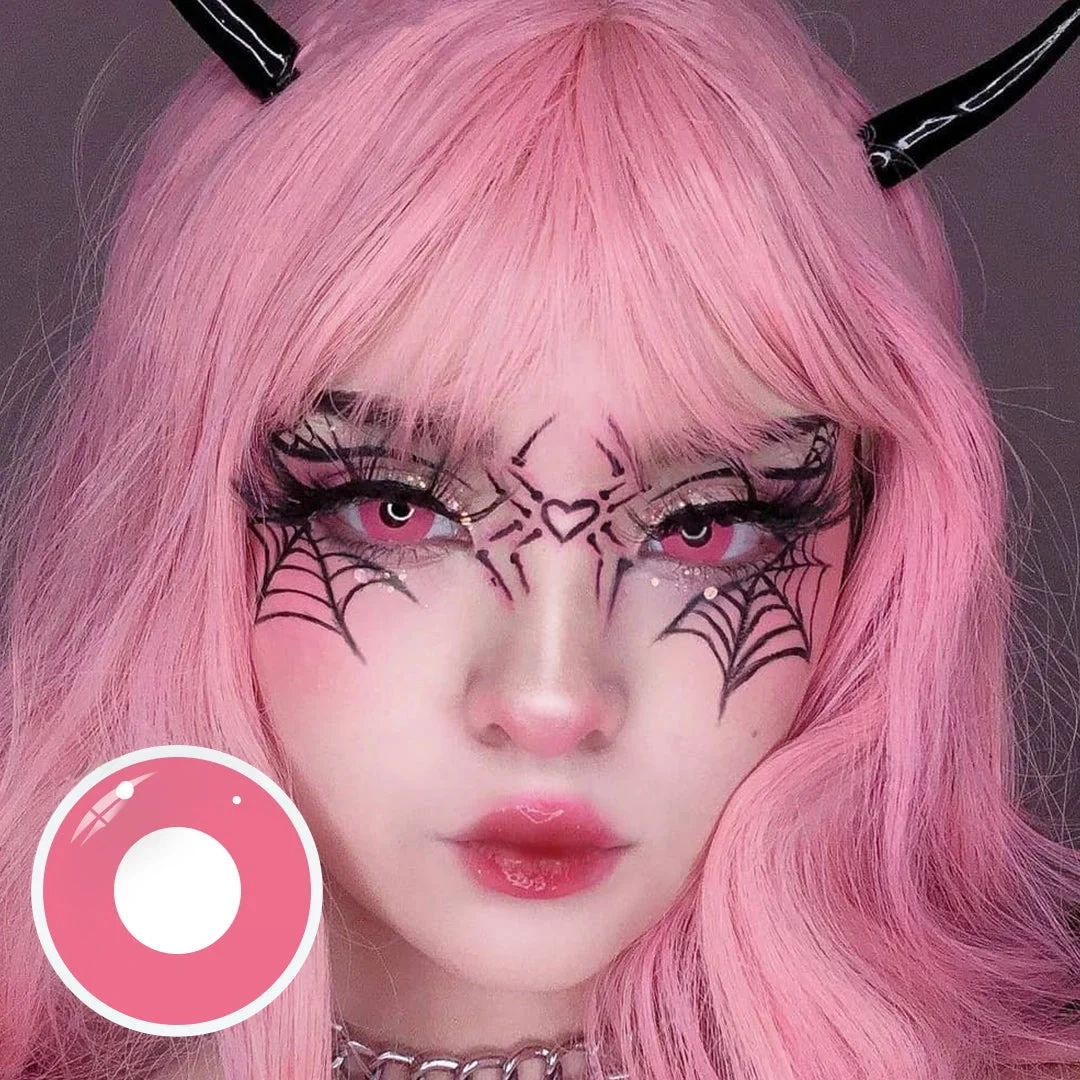 Uniieye Pink Block Halloween Cosplay Colored Contact Lenses | 1 Year