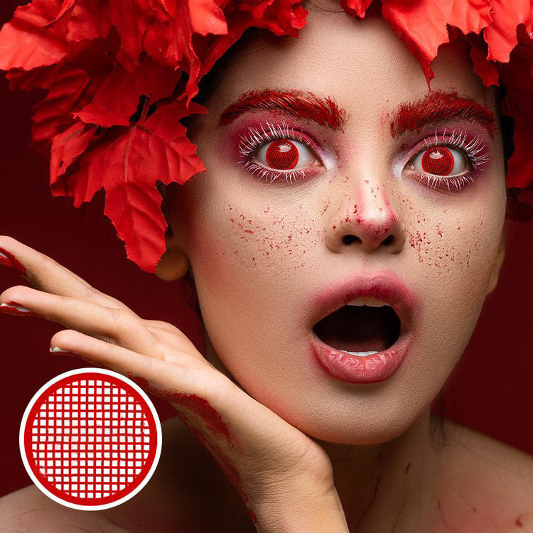 Red Mesh Crazy Contact Lenses