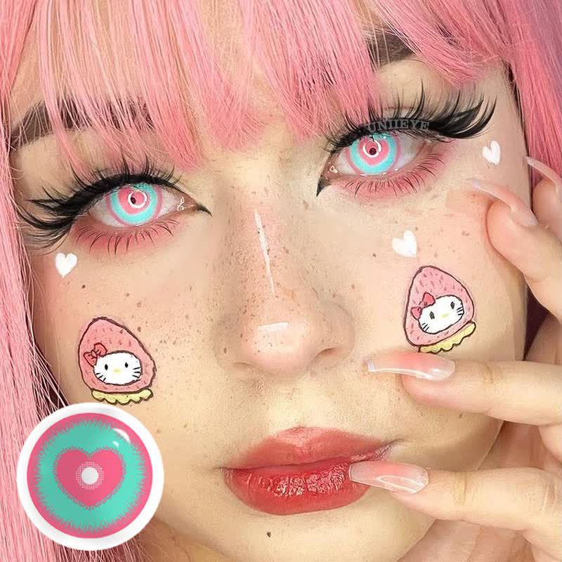 Uniieye Blind Minecraft Green Pink Prescription Cosplay Colored Contact Lenses-UNIIEYE