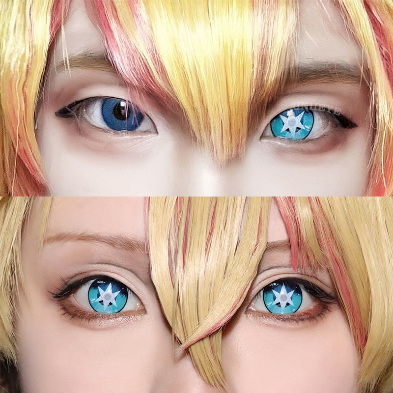 Uniieye Blind Aqua Hoshino Blue Cosplay Colored Contact Lenses-UNIIEYE