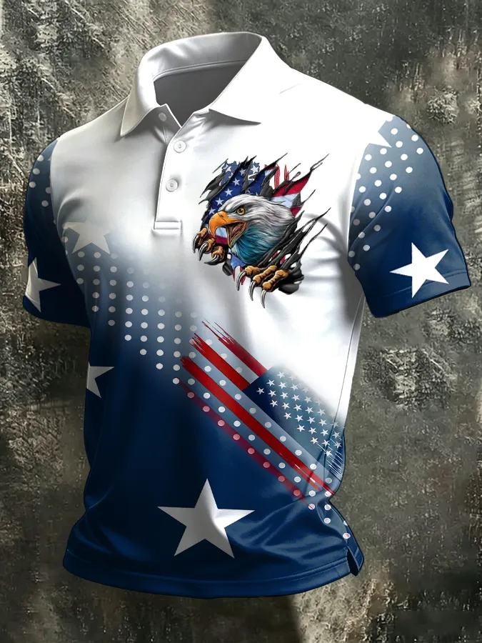 Men's America 250th Anniversary Print Casual Polo Shirt-America250