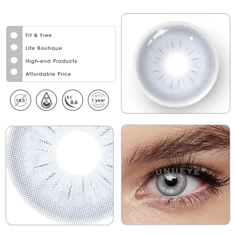Uniieye Neo Sunflower Grey Prescription Colored Contact Lenses