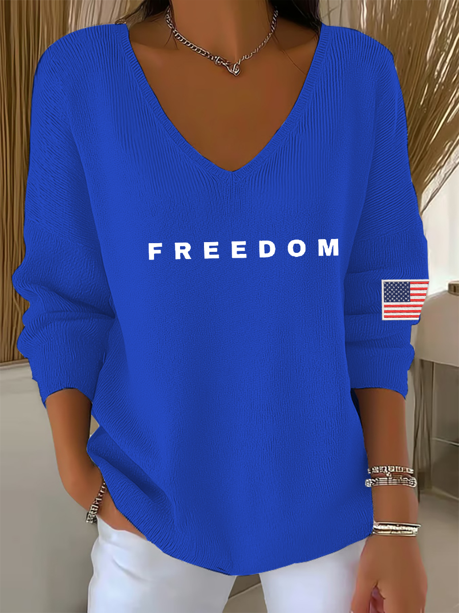 Women's Freedom Is Not Free This is the TP R.I.P C.K V-Neck Ribbed Top-America250