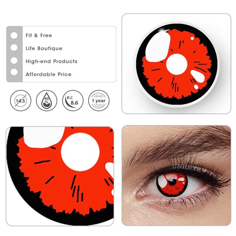 Uniieye Black Lobelia Red Cosplay Colored Contact Lenses-UNIIEYE