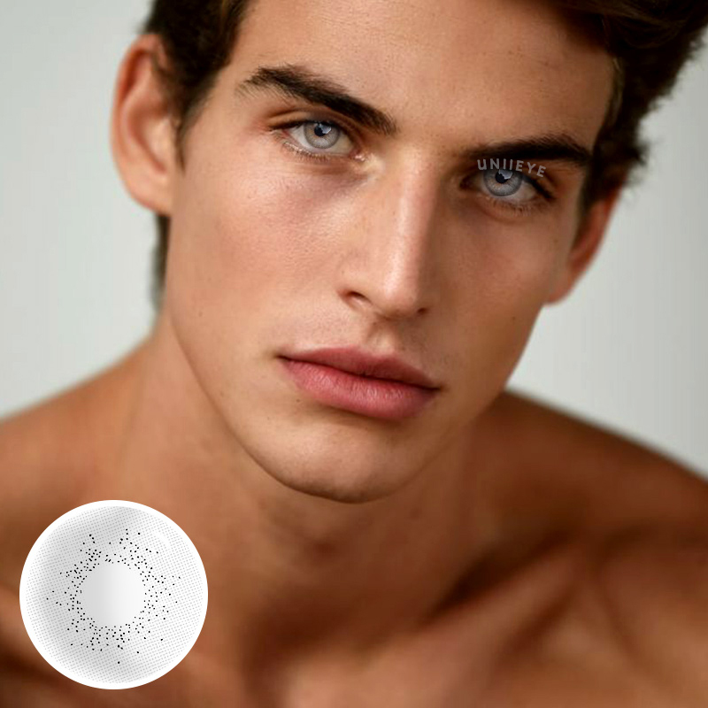 Uniieye Ocean Grey Prescription Men Colored Contact Lenses