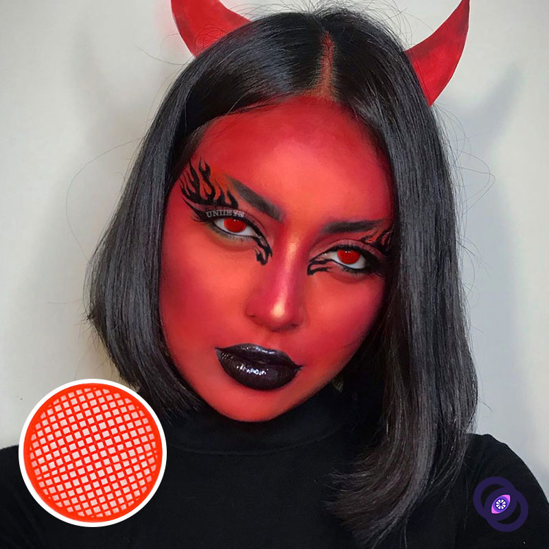 Uniieye Blind Red Mesh Cosplay Colored Contact Lenses-UNIIEYE