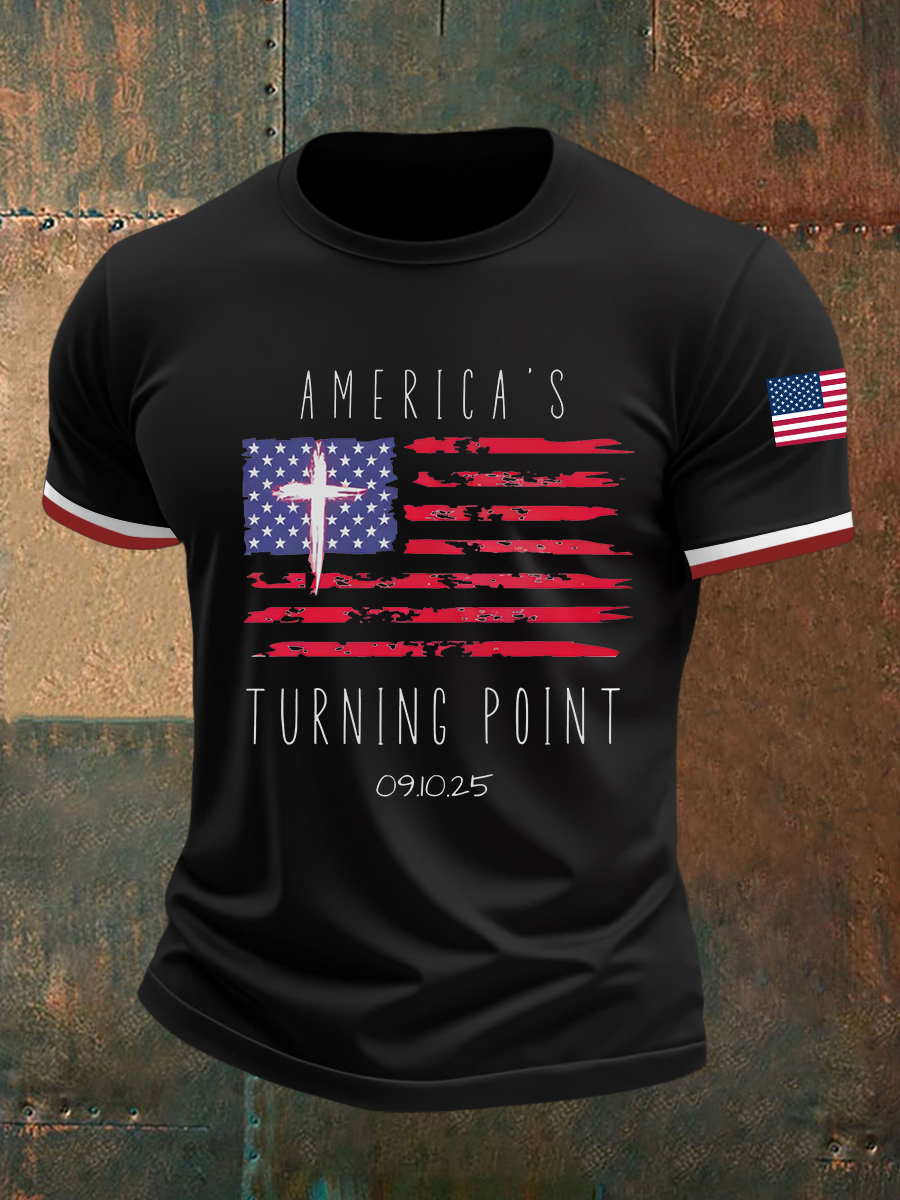 Men's TP Flag Cross Short Sleeves T-shirt-America250