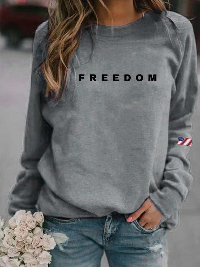 Women's Casual Letter Print Long Sleeve Sweatshirt-America250