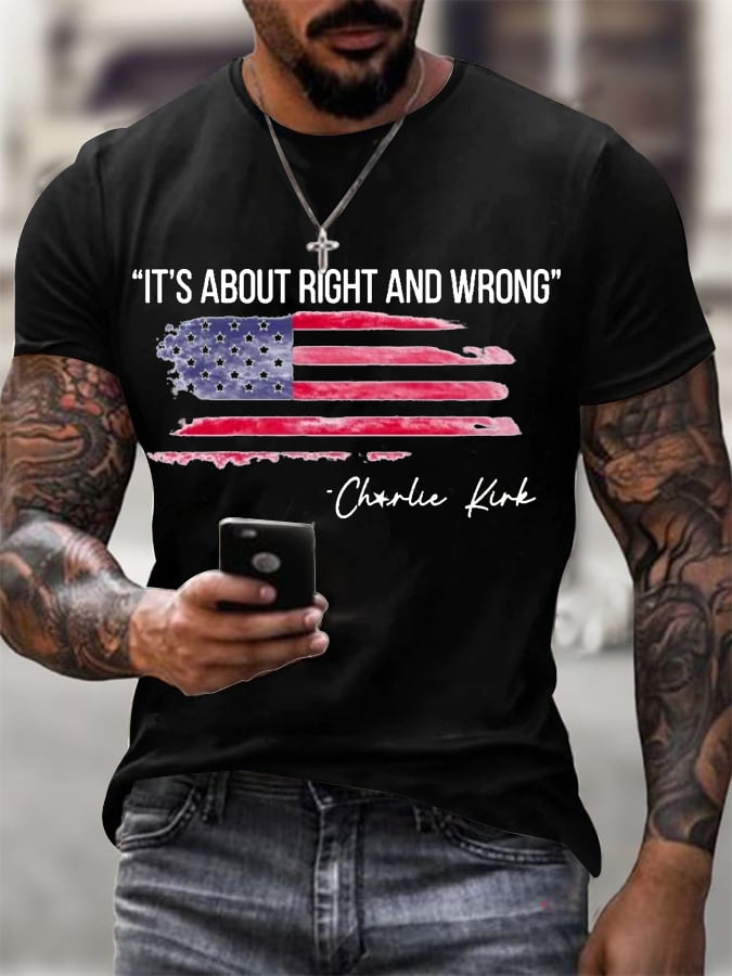 Men's It's About Right and Wrong  Printed T-Shirt-America250