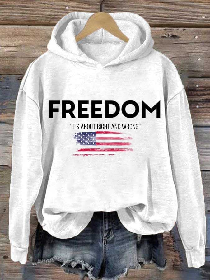 Women's Freedom Print Casual Hoodie Sweatshirt-America250