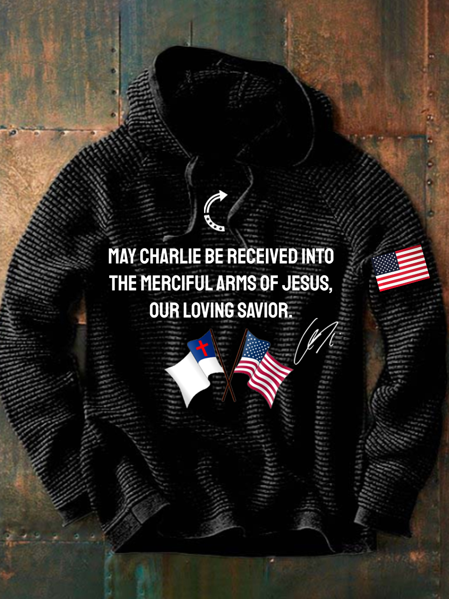 Men's "May Charlie be accepted into the compassionate arms of our loving Savior Jesus" C.K signed commemorative Sweater-America250