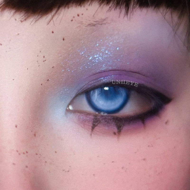 Uniieye Cyber Mesh Blue Prescription Cosplay Colored Contact Lenses | 6 Months-UNIIEYE